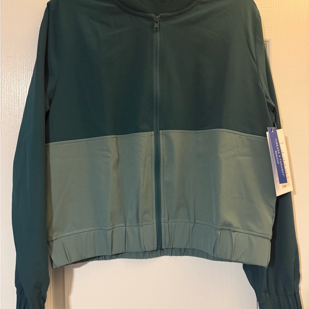 Teal and Light Green Colorblock Jacket - Picture 4 of 6
